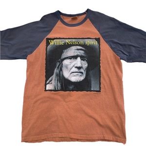 Authentic Pishment Willie Nelson 2009 3/4 sleeve tee, orange gray size: Large